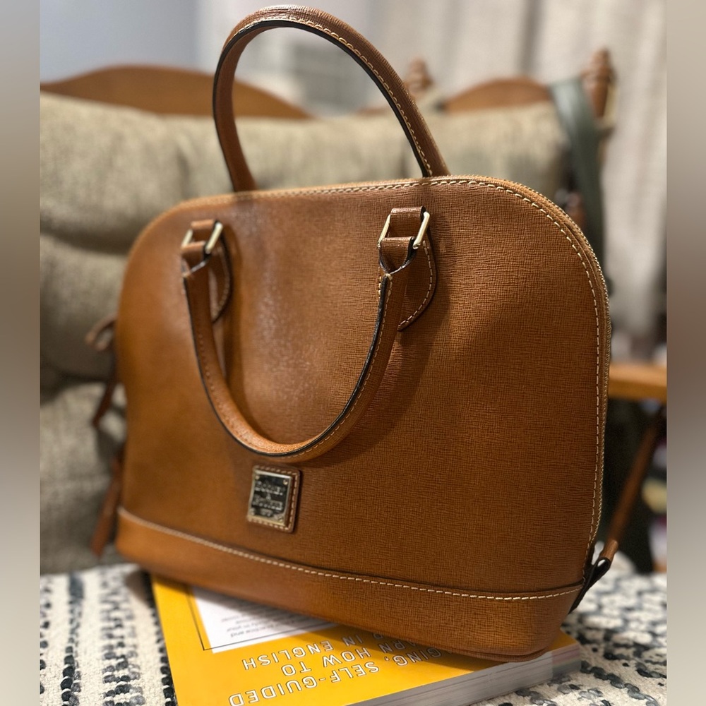 Dooney & Bourke Pebble Grain Zip Satchel Caramel Color